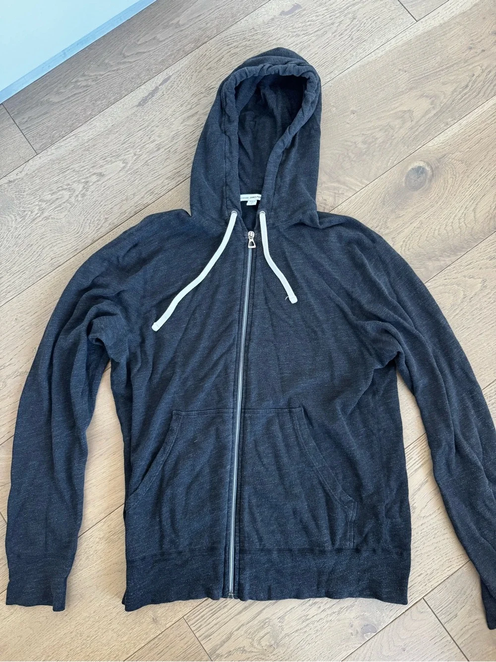 JAMES PERSE Men's Black Zip-Up Hoodie Sweater